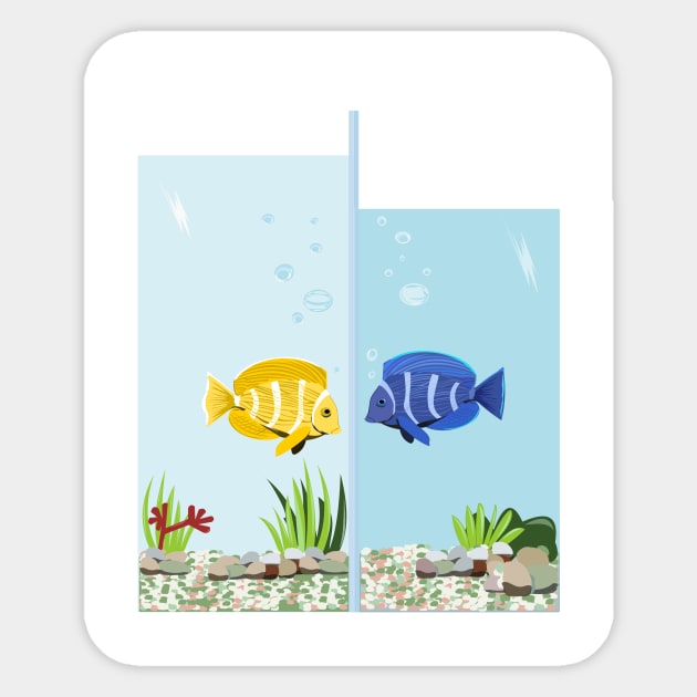 Fish in the aquarium Sticker by mypointink